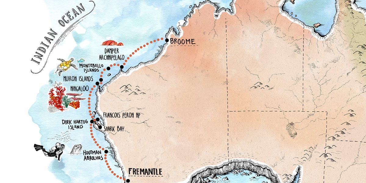 Abrolhos Island Coral Coast Cruise Map 